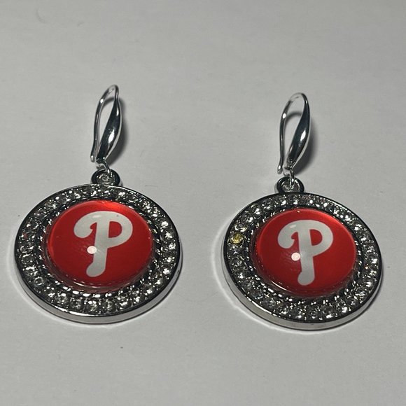Philadelphia Phillies MLB Fashion Dangle Rhinestone Earrings NEW - Picture 1 of 5